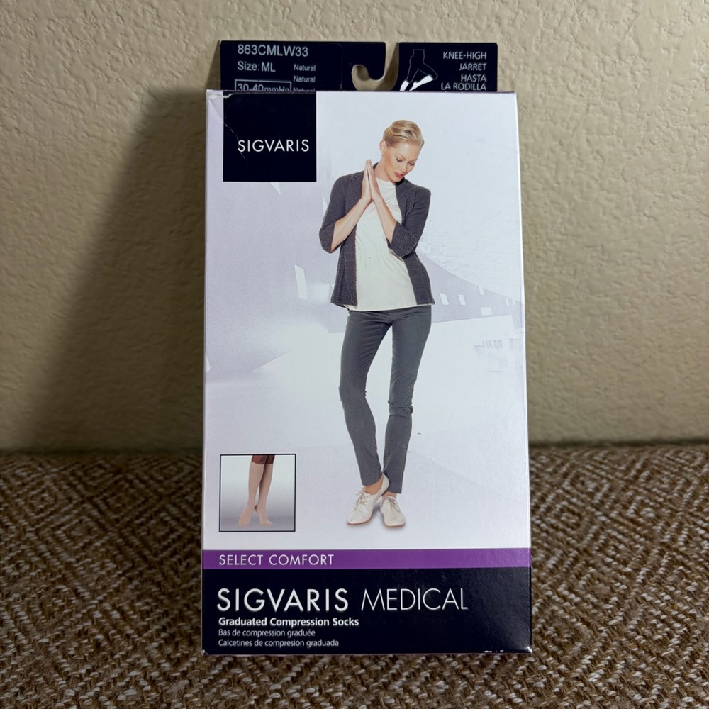 Sigvaris Select Comfort Women's Knee-High Socks Long 30-40mmHg Size: ML Natural
